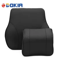 dokia pu leather car headrest neck pillow lumbar backrest support cushion pillow memory foam for car seat and office chair seat