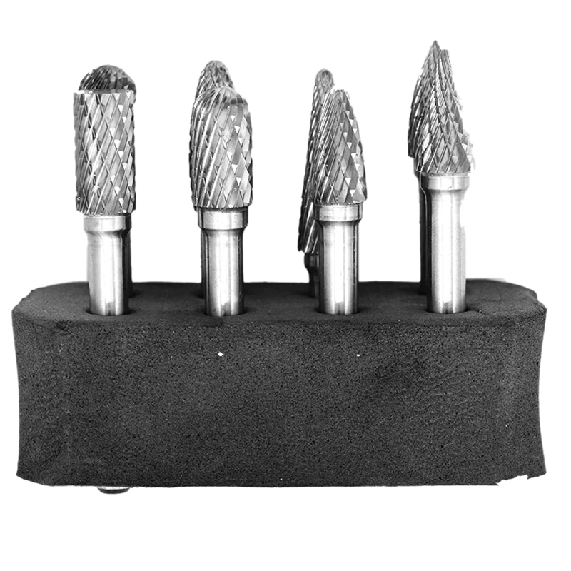 

8Pcs 6.35mm Shank Carbide Cutting Burr Set Rotary File Double Cut Die Grinder Bit Rotary Tool for Grinding Polishing