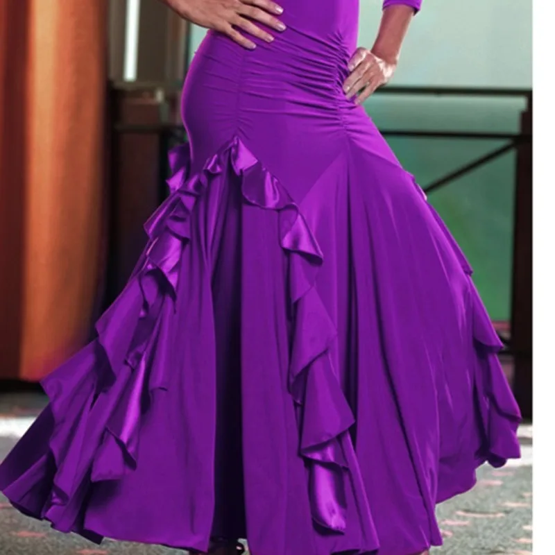 Женская юбка для бальных танцев красная фиолетовая синяя черная Расширенная