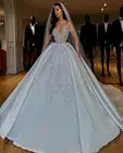 2021 Дубай арабское бальное платье Свадебные платья женское Милое Свадебное платье с открытой спиной со шлейфом шикарные Роскошные Блестки с бисером