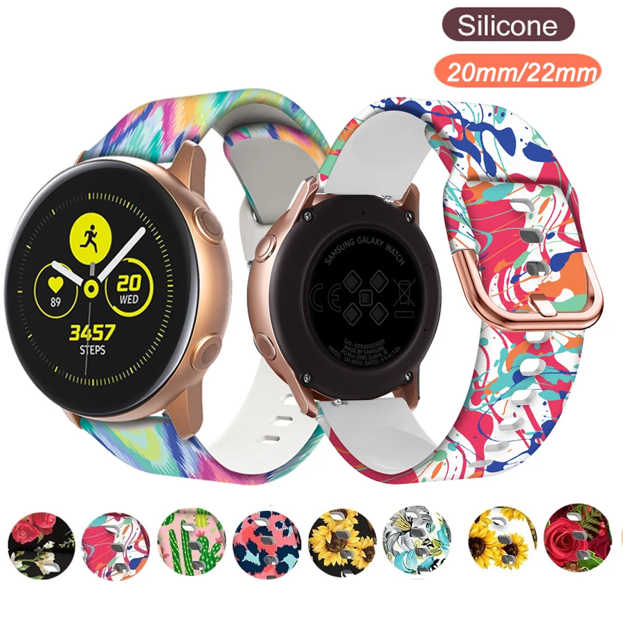 

22mm 20mm Band for Samsung Galaxy Watch 42mm 46mm Gear Sport S2 S3 Strap Printed Wrist Bracelet for Huawei GT 2 Pro/GT 2E Strap