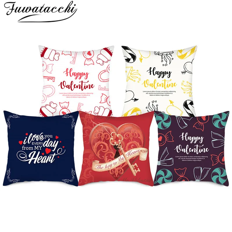 Fuwatacchi Valentine's Day Present Pillow Cover Lovely Heart Photo Cushion for Home Sofa Decorative Throw Pillowcases New | Дом и сад
