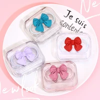 new bow transparent portable contact lens box for women tweezer suction stick container set uncovered travel contact lenses case