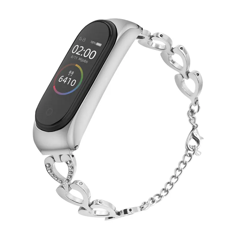 Алмазный браслет для спортивной камеры Xiao Mi Band 3 и 4 Нержавеющая сталь браслет Xiaomi Xaiomi Xiami Xaomi Xaiomy ремень