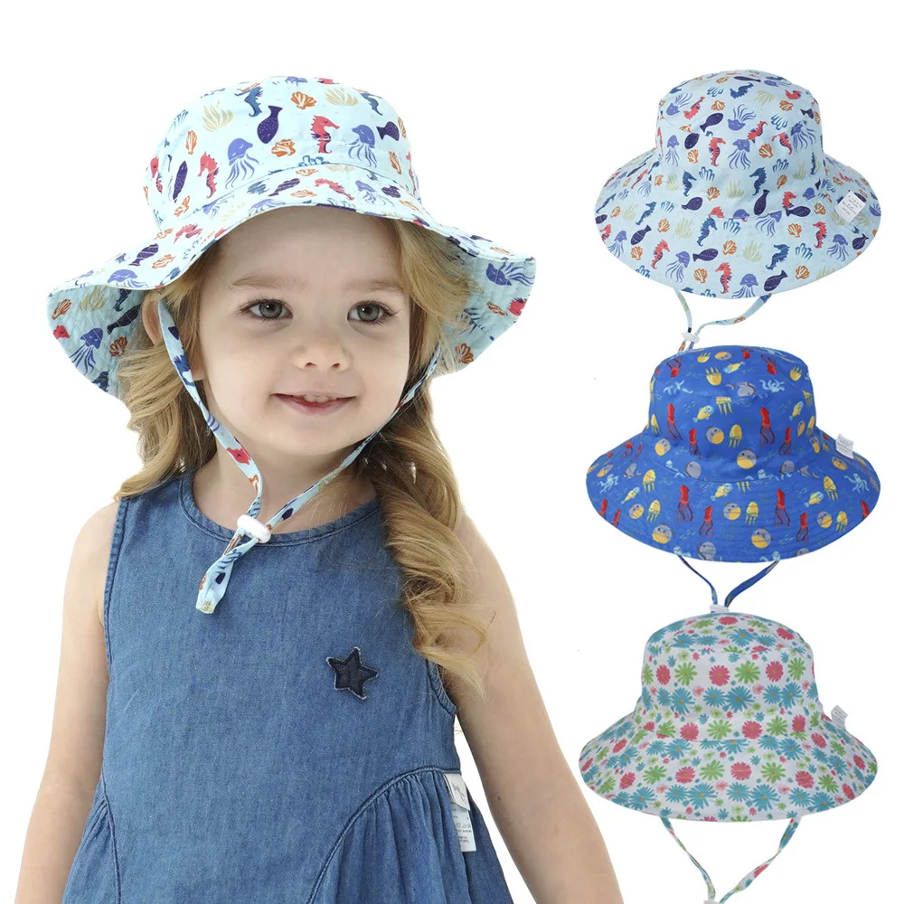 

Baby Summer Sun Hats UV Protection Breathable Boys Girls Cartoon Bucket Hat Beach Casual Headwear Adjustable Kids Children Hats