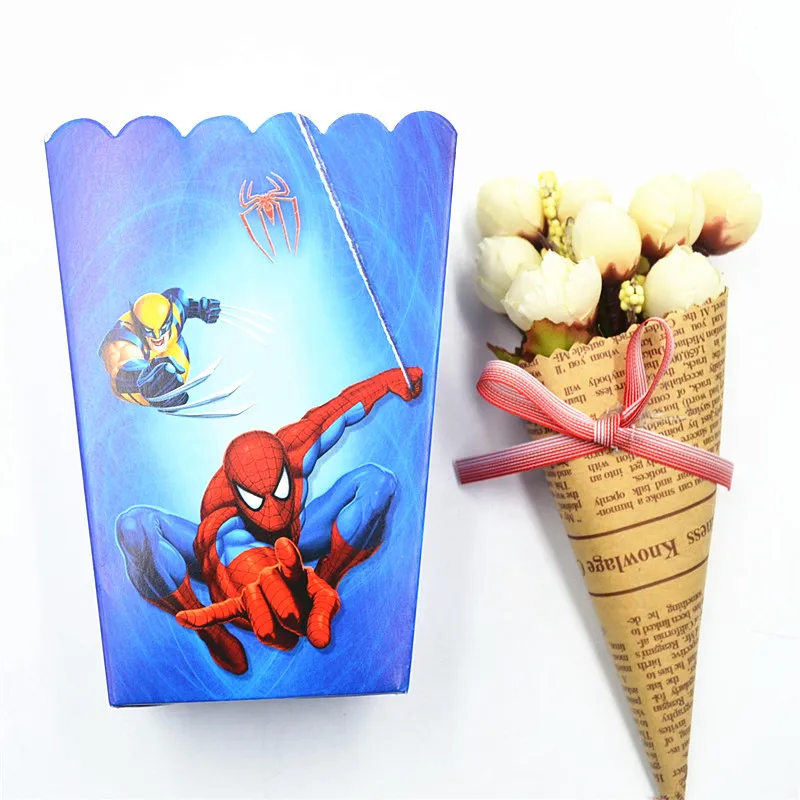 6 шт./компл. Забавный Человек паук товары для дня рождения попкорн коробка чехол