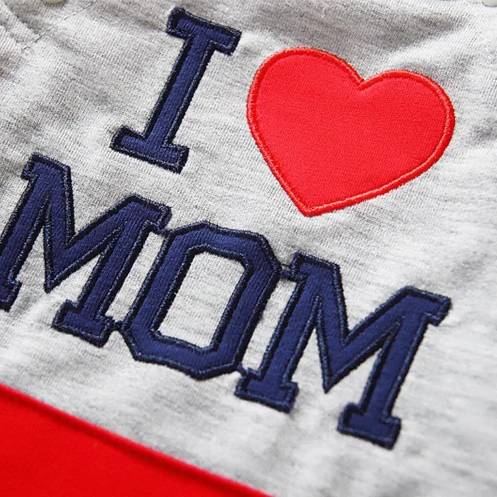 

Newborn Baby Boy Girl Cotton Clothes I LOVE DAD MOM Jumpsuit Children's Outfit Baby Hooded Romper Boysuit Onesies N6J4