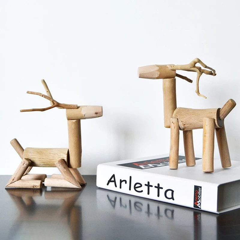 

Home Bedroom Living Room Decorations Christmas Deer Ornaments Creative Wooden Craft Display Products Decorations for Home