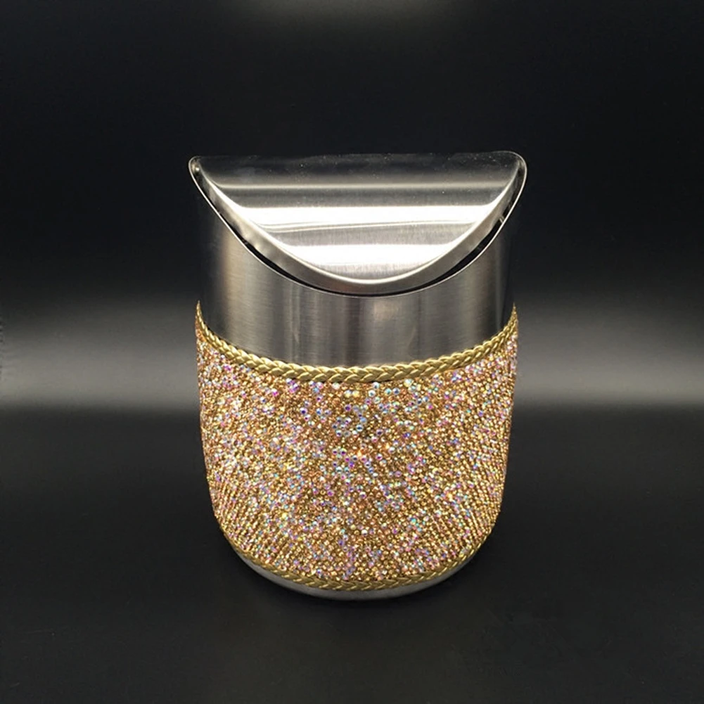 Мини корзины для мусора из нержавеющей стали украшенные блестящими белыми и