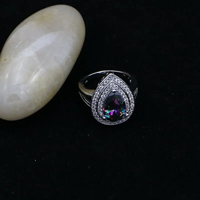 Mystic набор бижутерии с радужными фианитами для женщин серебряные