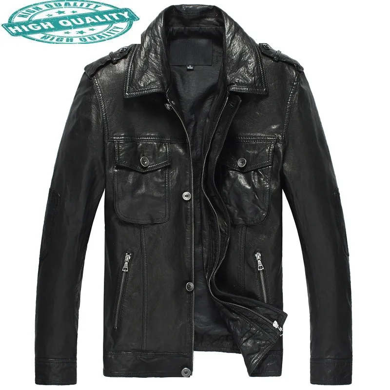 

Jacket Sheepskin Man Spring Genuine Leather Jackets Black Thin Coat Biker Men's Clothing Veste Homme Gmm28