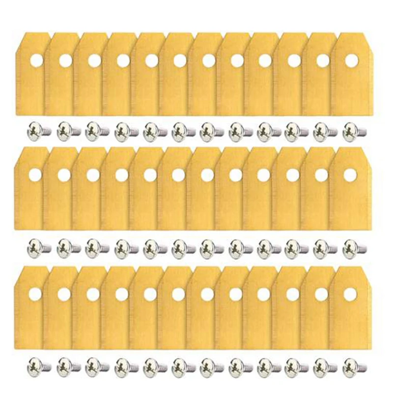

60Pcs 0.75MM Titanium Coated Stainless Steel Lawn Mower Blade Replacement + Screw Parts for Husqvarna Automower