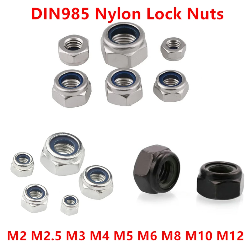 

DIN985 locknut M2-M12 самоблокирующиеся гайки, шестигранная нейлоновая фиксирующая гайка, гальванизированная углеродистая сталь, черная цинковая и...