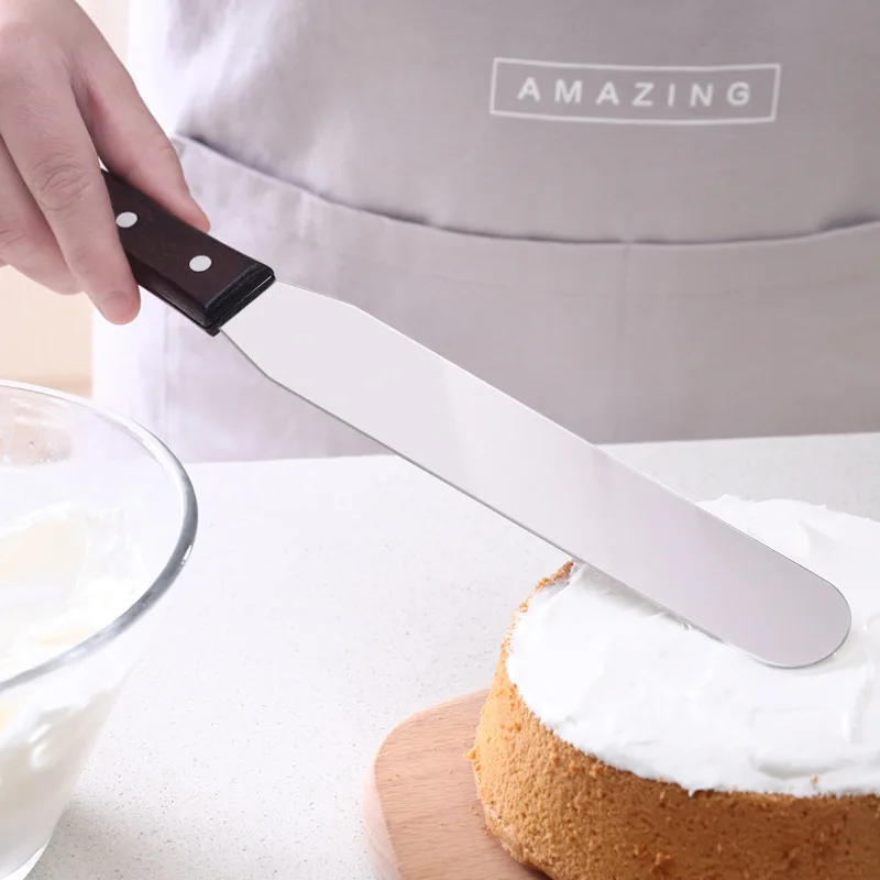 Лопатка для выпечки из нержавеющей стали с деревянной ручкой 4/6/8/10 дюйма | Дом и