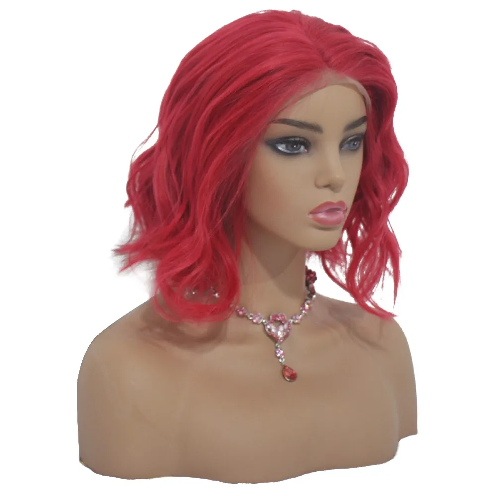 

UBETTA Real Hair Wigs Red Body Wave Bob Lace Wigs Brazilian Curly Wig Middle Part Remy Hair Wigs Pre Plucked Bleached Knots