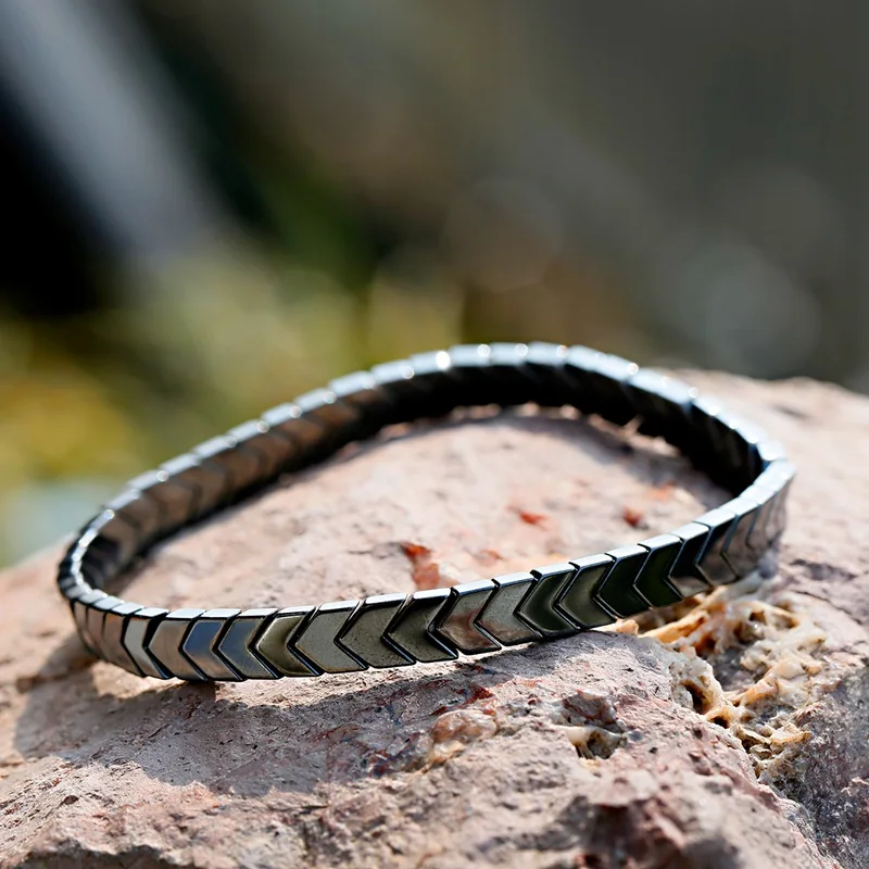 Новый эластичный браслет со стрелками из гематита мужские ювелирные изделия на