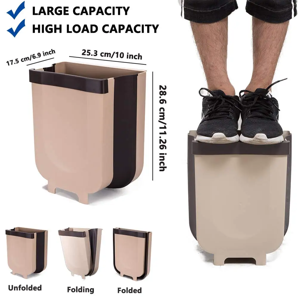 Hanging Trash Can for Kitchen Cabinet Door 9L Collapsible Bin Small Compact Garbage For Home Car Waste | Дом и сад