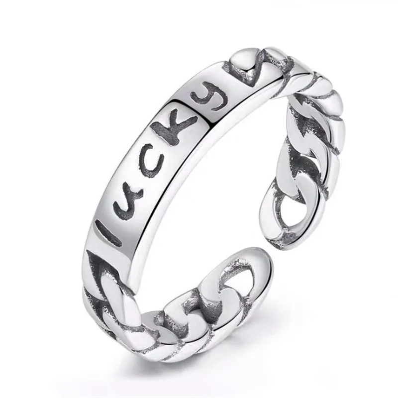 

Vintage Silver Color Letter Irregular Open Rings for Women Men Chains Finger Rings Party Jewelry Gifts