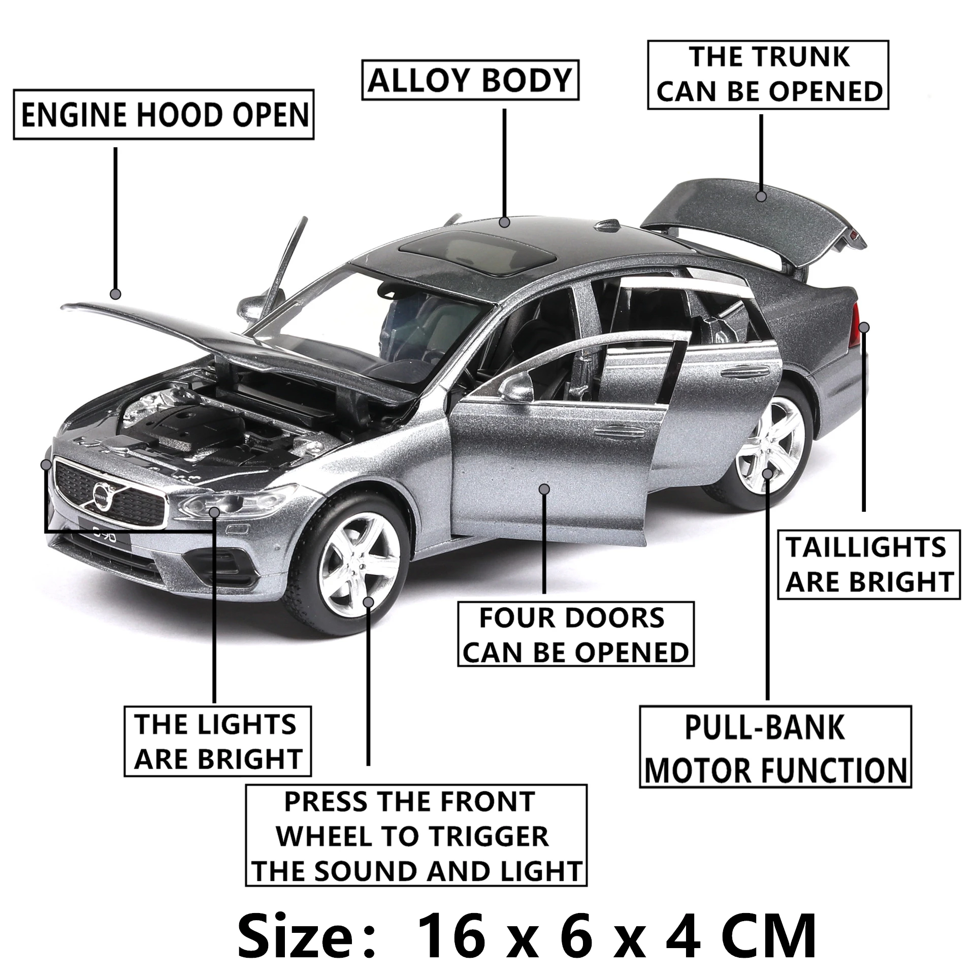 

1:32 Volvo s90 alloy car model car 6 door sound and light collection gift pull-back vehicle
