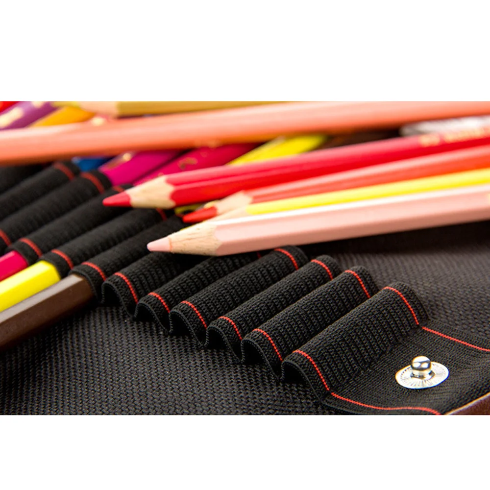 

Rollup Pencil Case Colored Pencils Wrap Case Holder Canvas Storage Pouch Organizer with 48 Slots