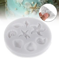 1pc 3d seashell starfish conch shaped fondant silicone mold for baking cake chocolate pastry candy clay making decoration mold