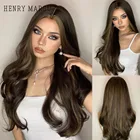Женский парик для косплея Генри маргу, длинные Черно-коричневые синтетические парики, термостойкие натуральные волосы средней длины