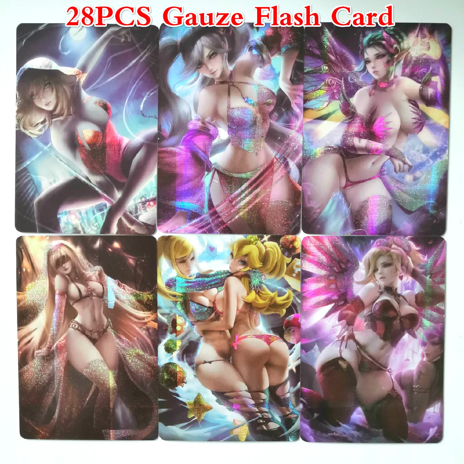 28pcs Gauze Flash 28 шт./компл. Sakimi Chan красивая девушка четвёртая игрушечные пули Хобби Коллекционные игры Коллекция аниме-открытки - Цвет: 28pcs Gauze Flash