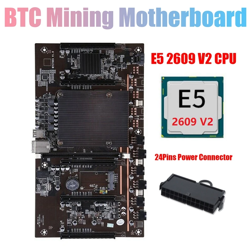 

H61 X79 BTC Miner Motherboard with E5 2609 V2 CPU+24Pins Power Connector Support 3060 3070 3080 GPU for BTC Miner Mining