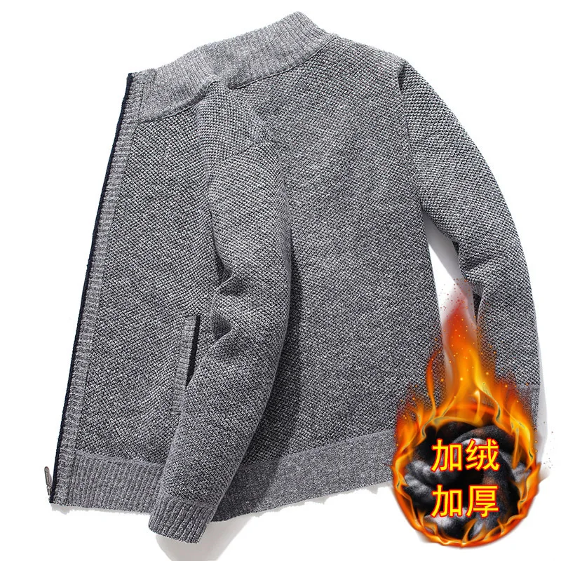 

New Sweater Men Black Red Coffee Light Gray Deep Grey Fashion Long-sleeved Winter Cardigan Zipper Thick Casual Mens Sweaters