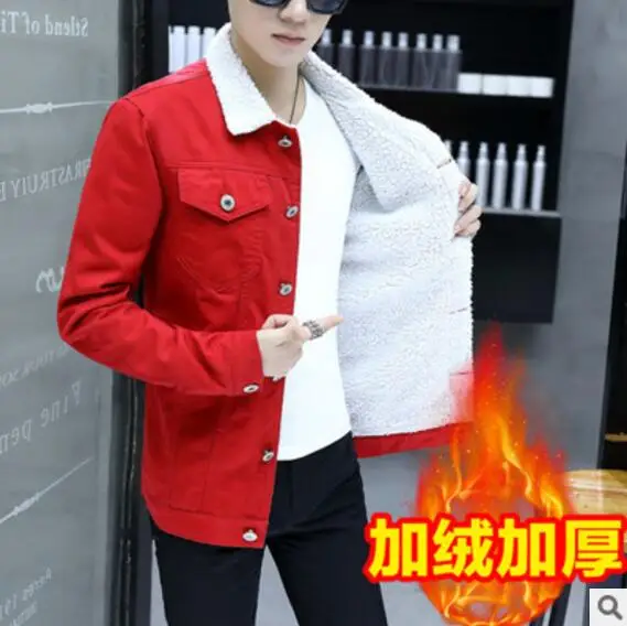 Мужская куртка и пальто трендовая Теплая Флисовая Толстая джинсовая 2019 зимняя