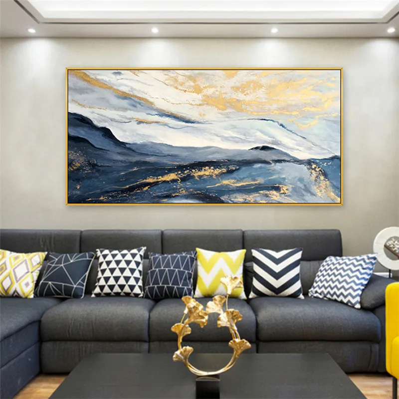 luxury gold foil decorative oilpainting hand-painted abstract oil painting modern living room decoration | Дом и сад
