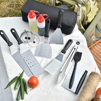 outdoor picnic bbq utensils set stainless steel thickened frying shovel tomato salad dressing storage bottle teppanyaki supplies