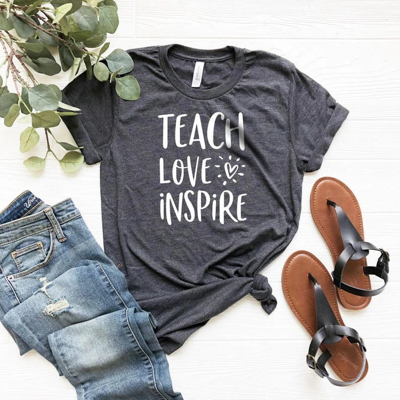 

Teach Love Inspire Shirt, Teacher Gift, Teacher Shirt, Elementary School Teacher Shirt,Teaching is a Work of Heart- L887