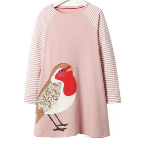 Платье для девочек, платье с длинным рукавом, Повседневная хлопковая одежда в полоску, одежда для маленьких девочек на весну, осень и зиму, детская одежда для девочек