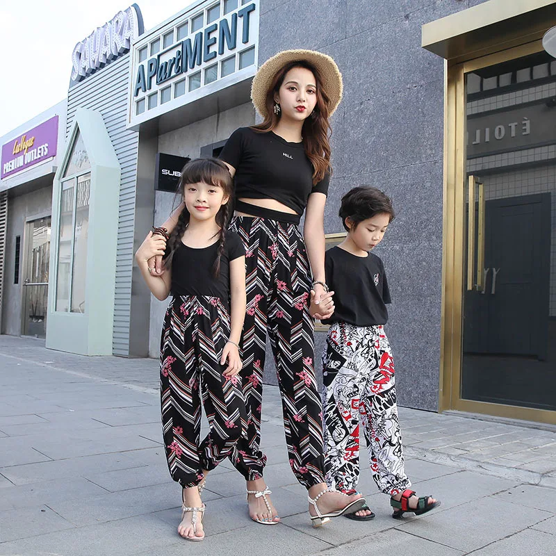 Женские шаровары пляжные брюки для отдыха костюм родителей и детей Свободные