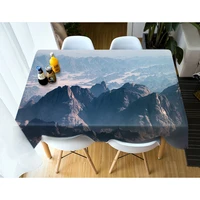 3d mountains gunsan tablecloth river tributary dustproof dining table cloth decor wedding polyester natural scenery table cover