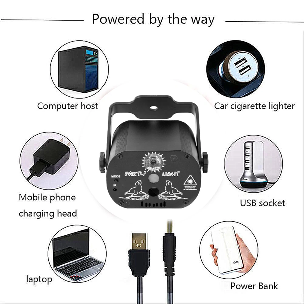 Миниатюрный RGB диско-светильник светодиодный лазерный сценический прожектор