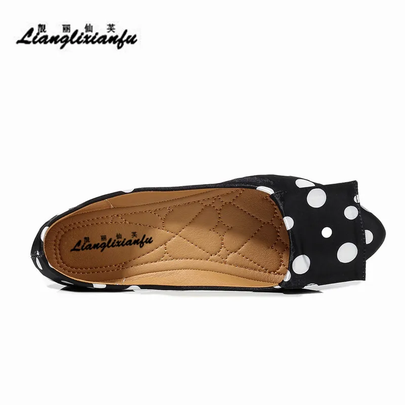 Женские лоферы с пряжкой LLXF черные Белые Повседневные туфли в горошек на шпильке