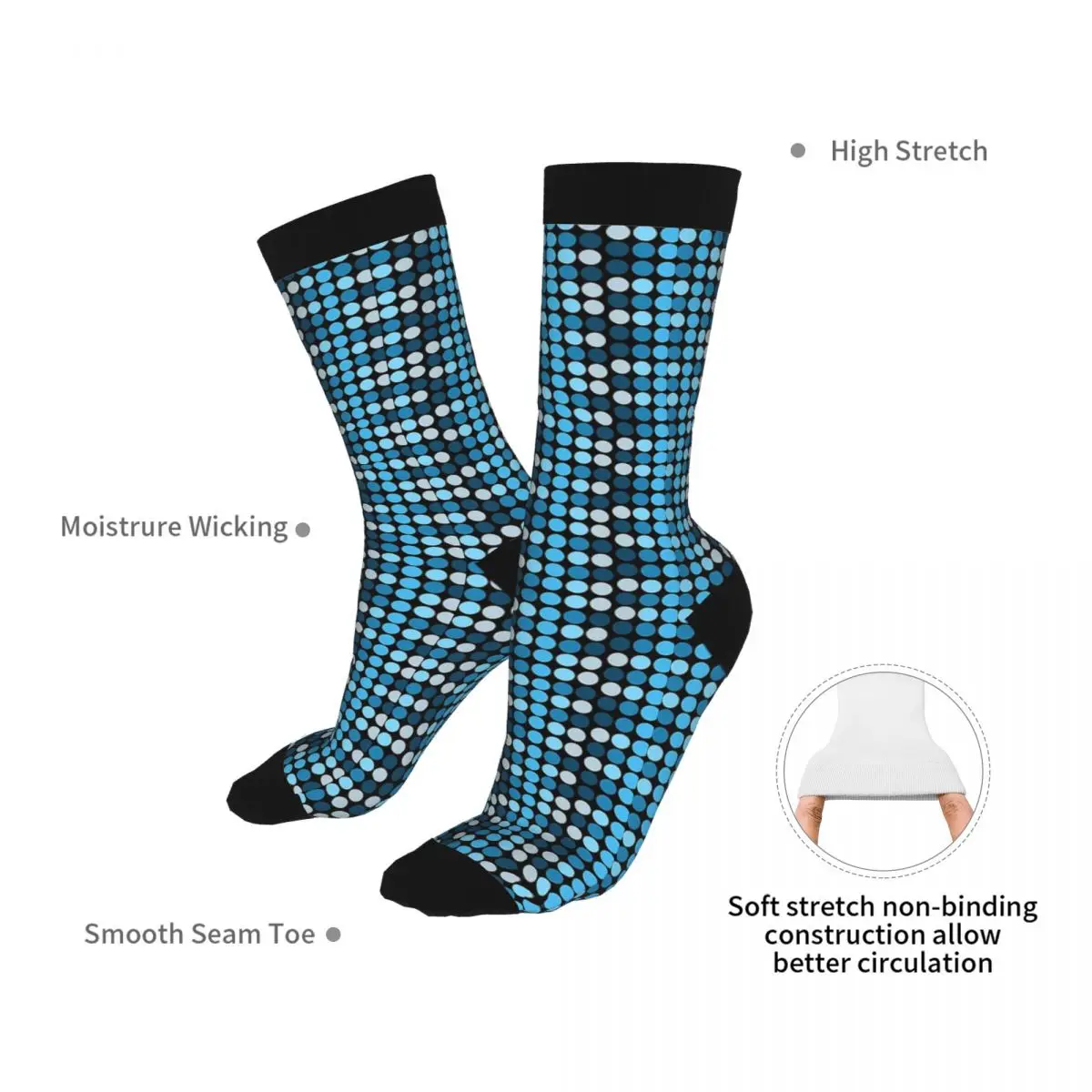 Мужские синие круглые носки 90% полиэстер креативные плотные абстрактные модные