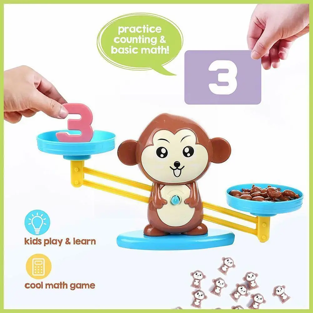 

Montessori Math Toy Digital Monkey Balance Scale Educational Kids Board Penguin Toys Balancing Math Learning Number Scale G S1w9