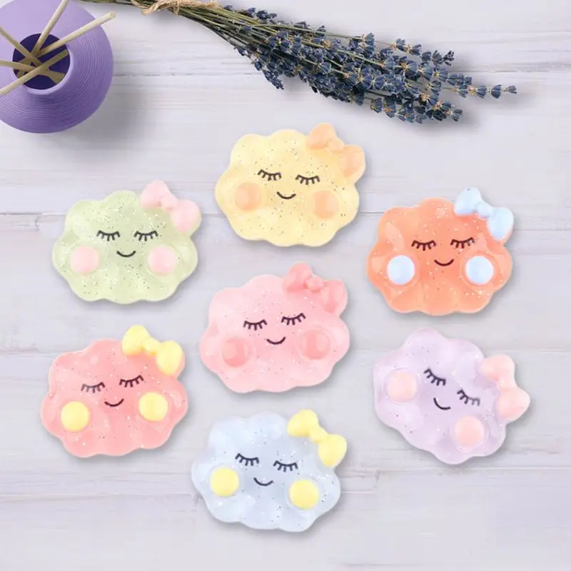 

30Pcs Smile Cloud Resin Cabochons Glitter Candy Color DIY Hair Bow Accessories XX9D