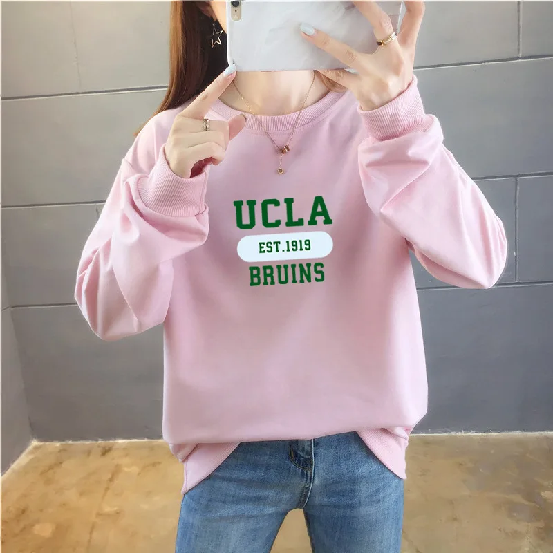 

2021 Hooded Pretty Hoodeds O-Neck Long Sleeve Women Girl Pink Shirt color GRAY22