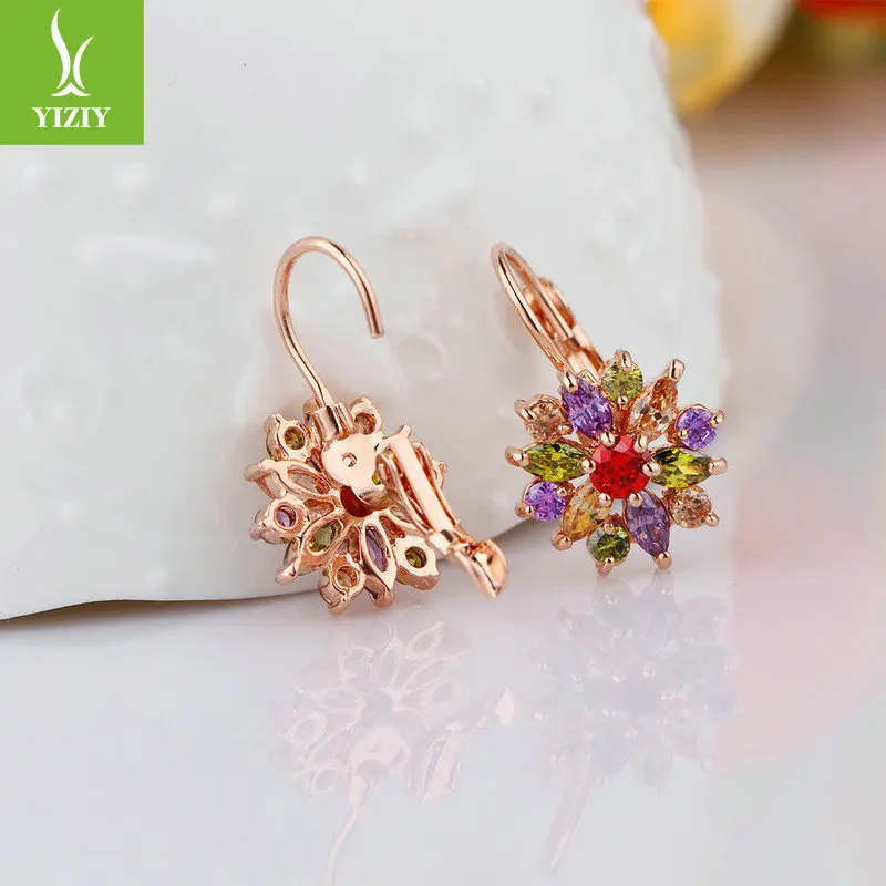 

2020 trend Japanese and Korean style Flower Women's earring Multicolor all-match temperament zircon Stud earring fashion jewelry