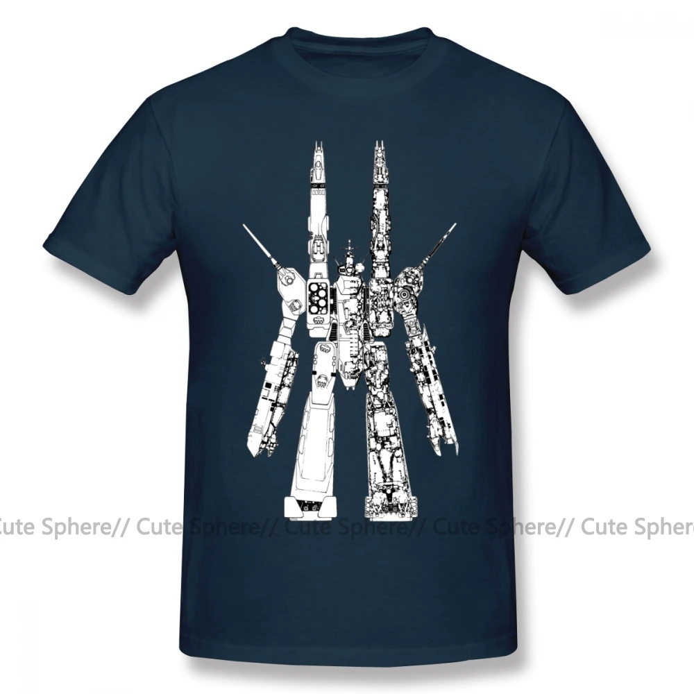 Robotech футболка SDF Macross футболка с коротким рукавом Милая футболка с принтом Лето 100 хлопок мужская футболка плюс размер - Цвет: Navy Blue