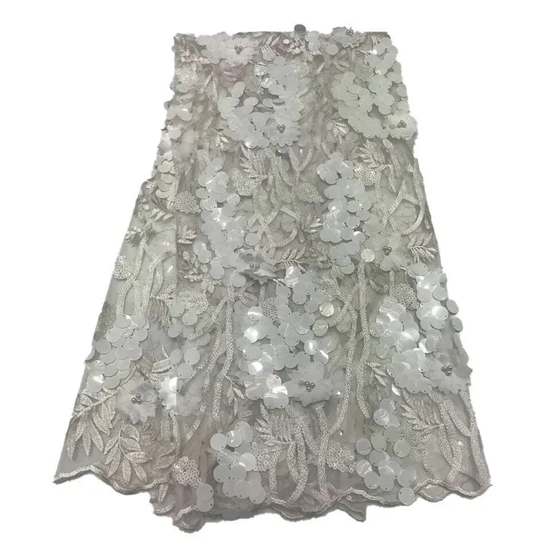 3D цветок бисер кружевная ткань для женщин Свадебное платье африканская с