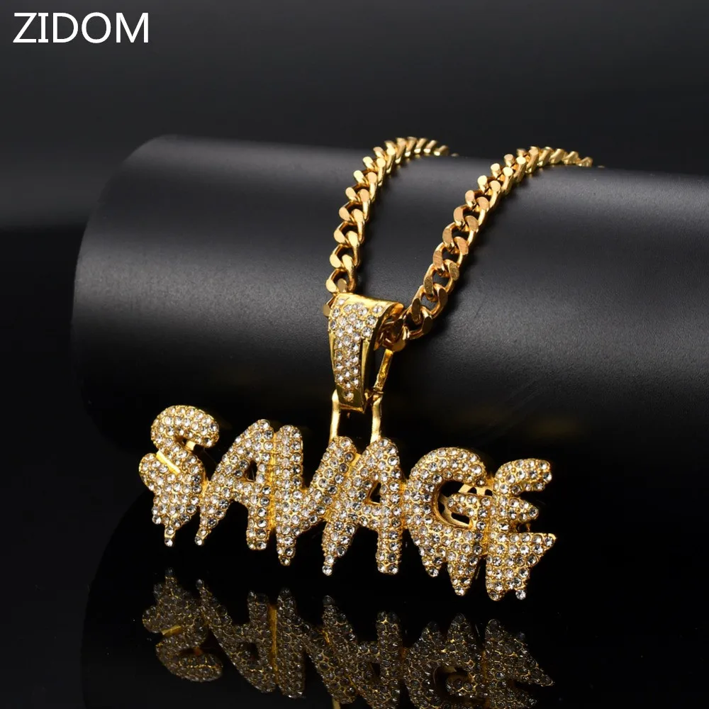 Мужской кулон в стиле хип хоп с надписью SAVAGE|Ожерелья подвеской| |