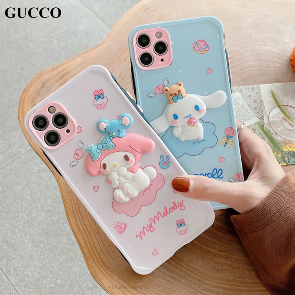 

Sanrio Cartoon 3D Cinnamoroll My Melody Case For iphone 12 11 Pro max X XS XR Max 7 8 plus SE2 Soft Shell Cover coque cases girl