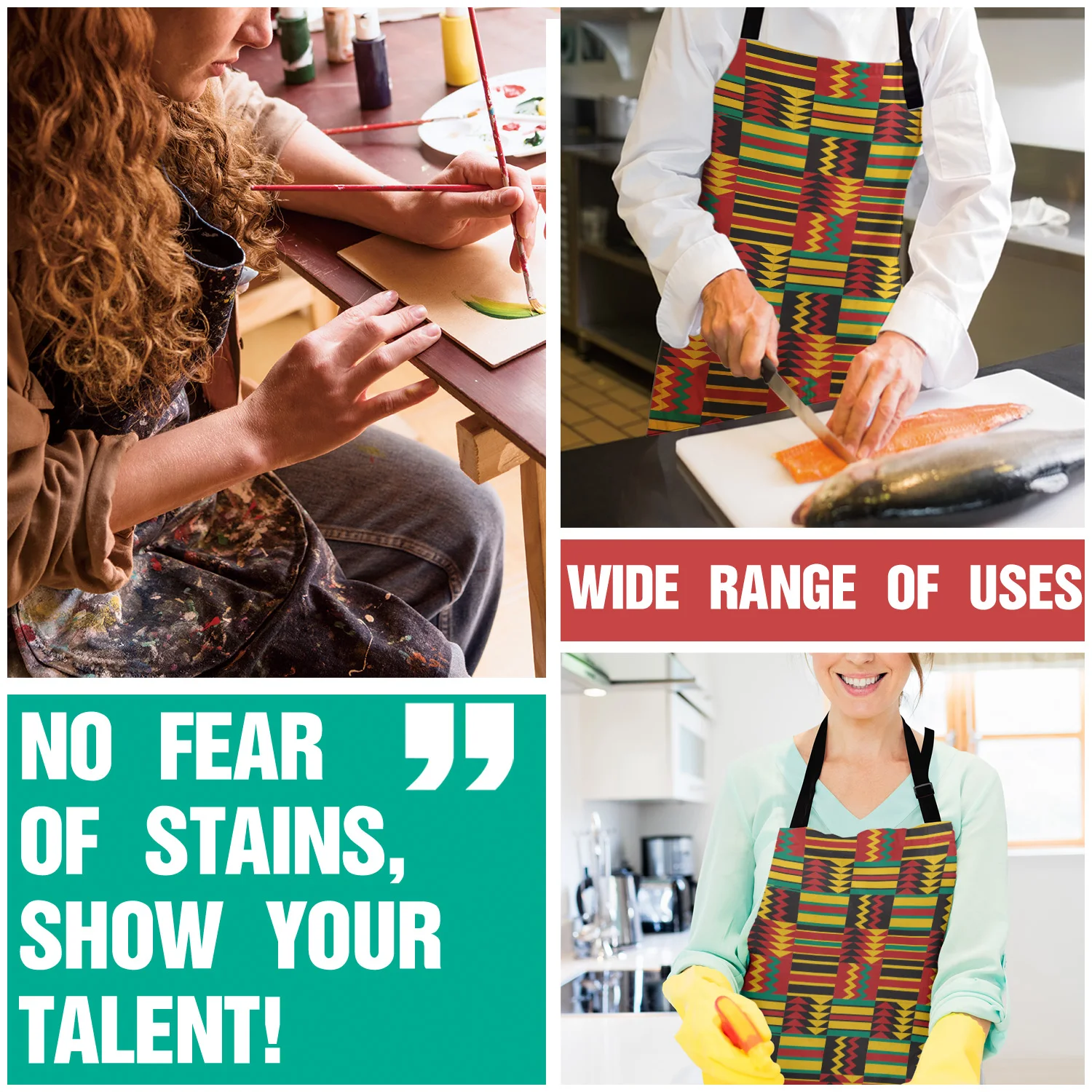 Кухонный Фартук с Африканским узором этнический Регулируемый нагрудник для