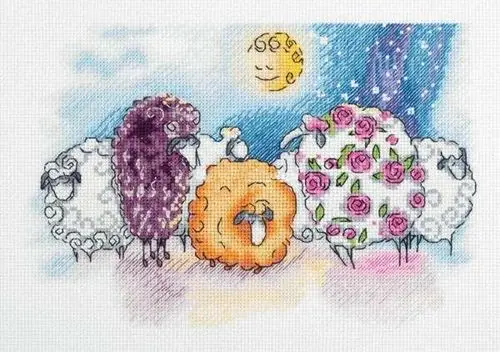 DD Counted Cross Stitch Kit Fan blowing a fan Handmade Needlework For Embroidery 14ct Beautiful Flower Sheep | Дом и сад