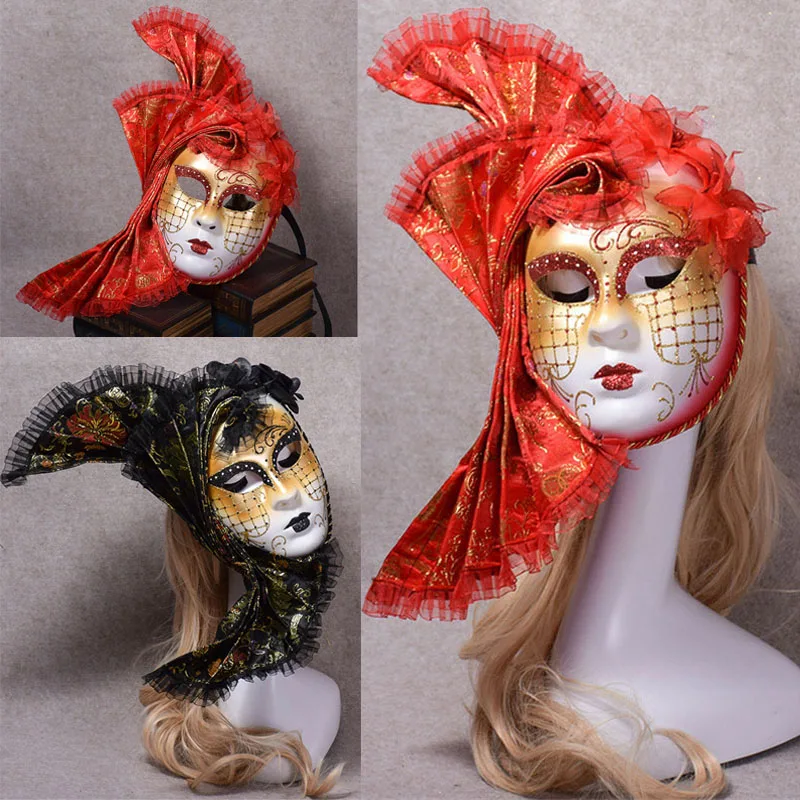 

Venice Carnival Party Mask Cosplay Italy Traditional Side Crescent Bending Masquerade Accessories Venetian Festival New Style